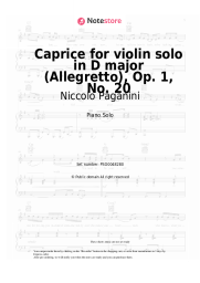 Sheet music, chords Niccolo Paganini - Caprice for violin solo in D major (Allegretto), Op. 1, No. 20