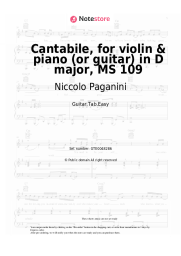 Sheet music, chords Niccolo Paganini - Cantabile, for violin & piano (or guitar) in D major, MS 109