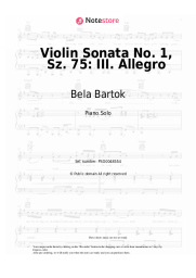Sheet music, chords Bela Bartok - Violin Sonata No. 1, Sz. 75: III. Allegro