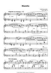 Sheet music, chords Anatoly Lyadov - 3 Morceaux, Op. 57: No. 3, Mazurka. Allegretto con amorezza