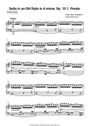 Sheet music, chords Christian Sinding - Suite in an Old Style in A minor, Op. 10: 1. Presto