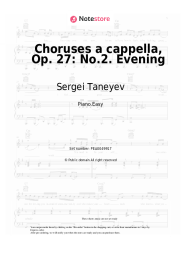 Sheet music, chords Sergei Taneyev - Choruses a cappella, Op. 27: No.2. Evening