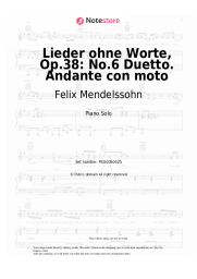 Sheet music, chords Felix Mendelssohn - Lieder ohne Worte, Op.38: No.6 Duetto. Andante con moto