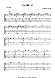 Sheet music, chords Music of Wales - Cariad Cywir