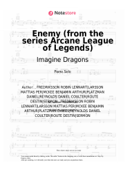 Sheet music, chords Imagine Dragons - Enemy (from the series Arcane League of Legends)